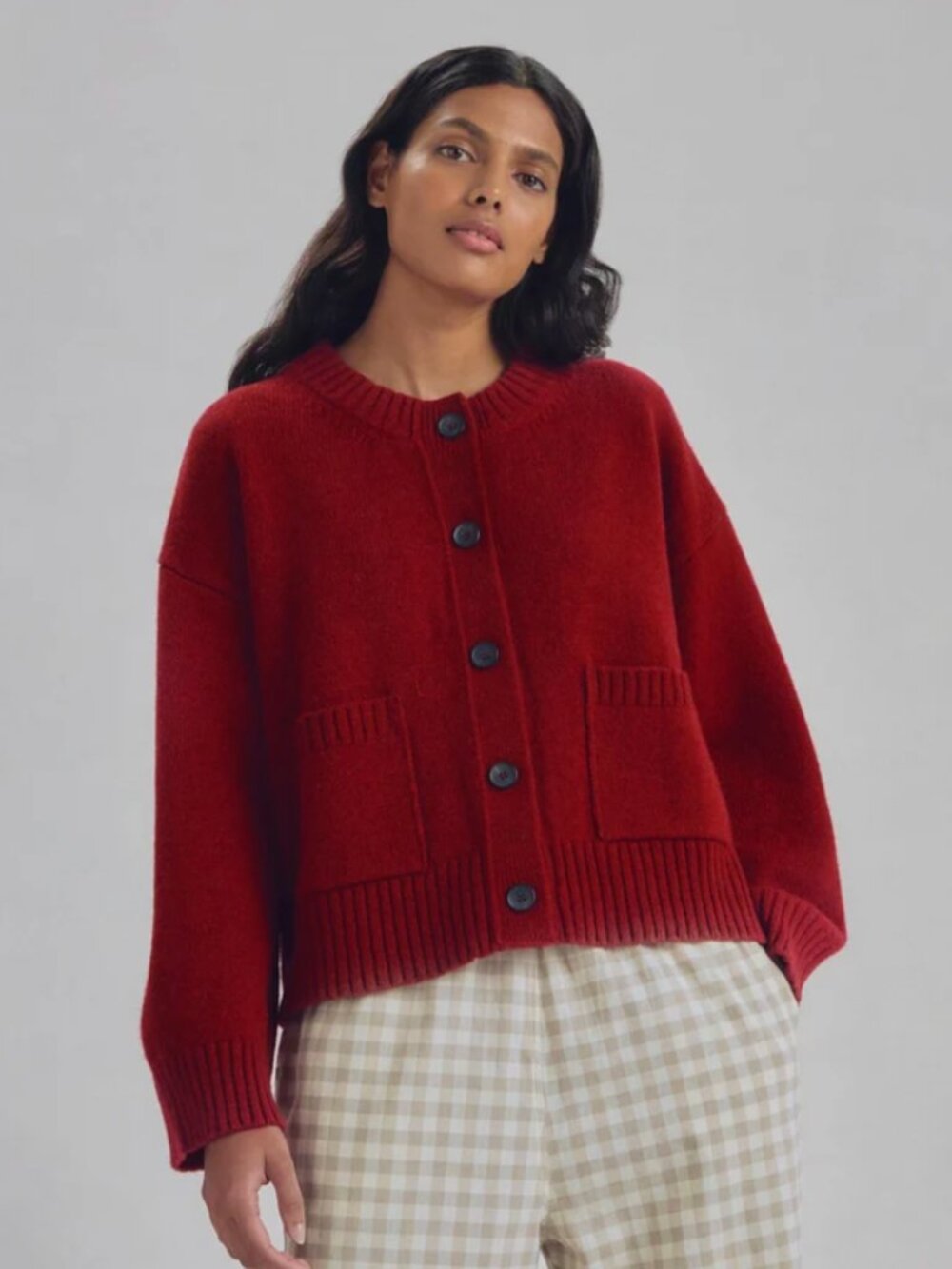 Piglet In Bed Wool Crew Neck Cardigan